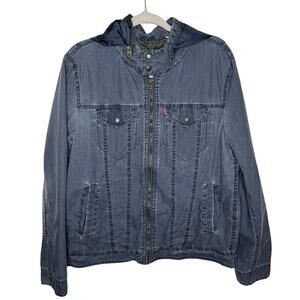 Levi Strauss & Co Blue Military Jacket with Hood Size Medium